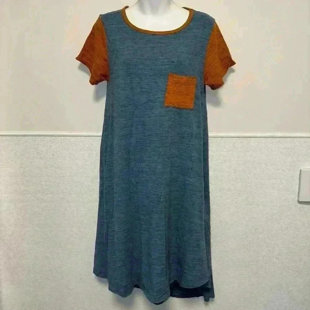 Lularoe Dress for Women Size S Blue & Orange / High Low Design/ Short Sleeve